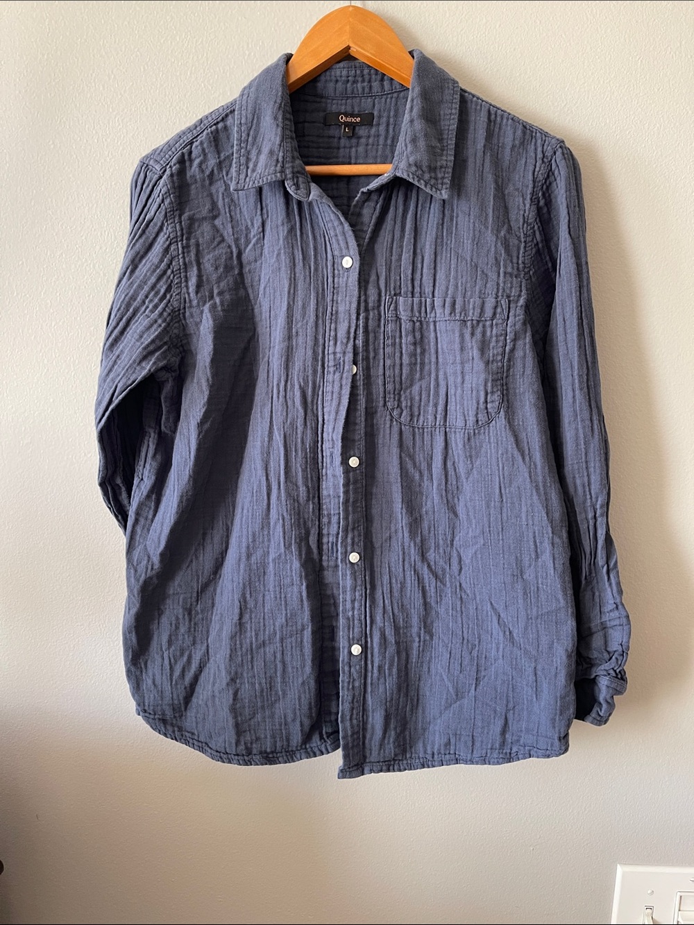 Quince Women's Organic cotton gauze Button-Down Cotton Shirt L